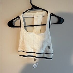 New with Tags Free People Skyline White Knit top with Black Trim size:XS/S